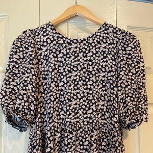 Zara floral maxi dress with puffed sleeves, L